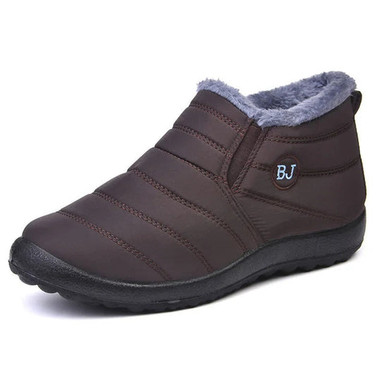 Women's Quilted Ankle Boots Water-Resistant Slip-On - WinterGlow Brown