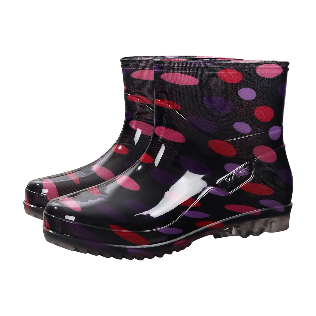 Women's Printed Wellington Boots - Waterproof Rubber, Grip Sole - RainyDayz Violet Rose