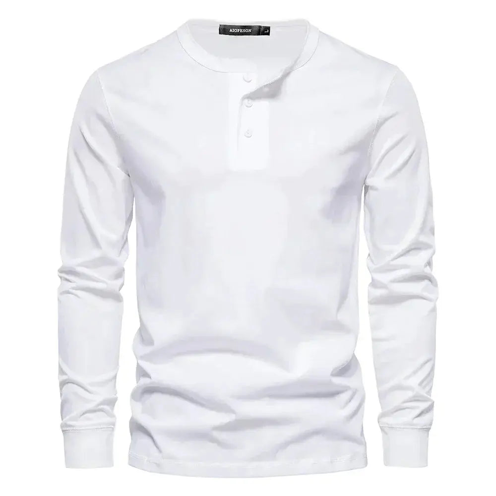 Men’s long sleeve collarless t-shirt White