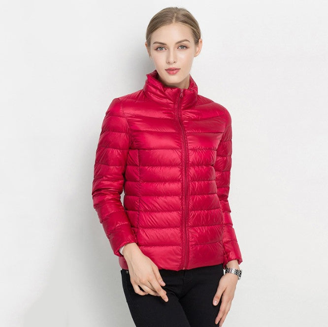 Women's Quilted Down Jacket Slim Fit Insulated - UrbanChic Red