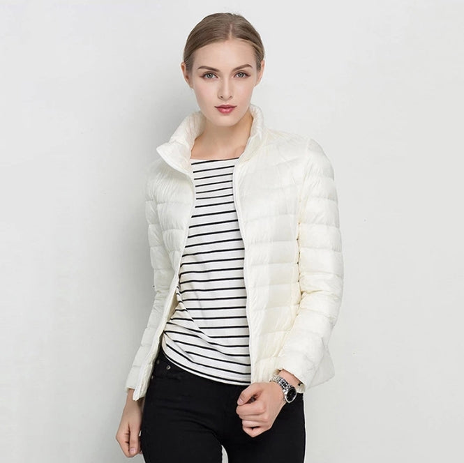 Women's Quilted Down Jacket Slim Fit Insulated - UrbanChic White