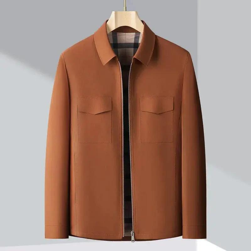 Men’s Jacket – Structured Fit – Collared – Plaid Lining – Hip Length – Casual Style