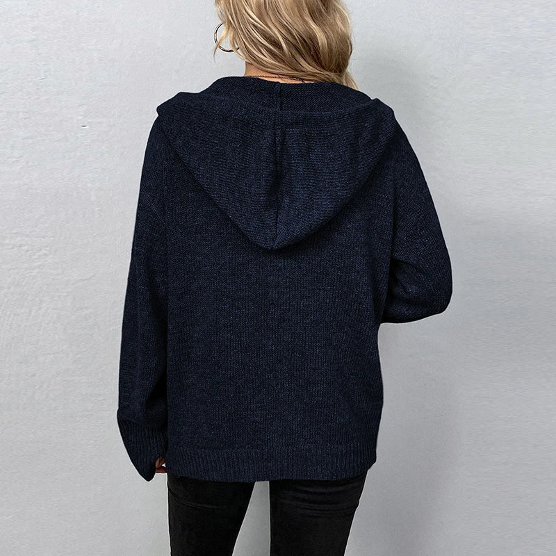 Women's Cozy Hooded Knit Cardigan - SnuggleWrap
