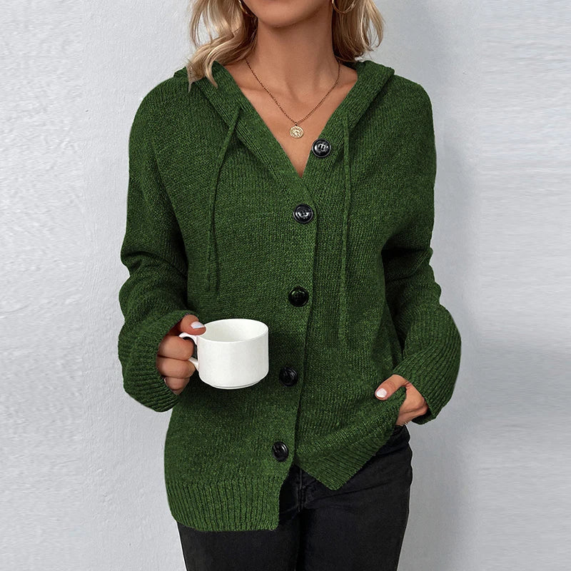 Women's Cozy Hooded Knit Cardigan - SnuggleWrap