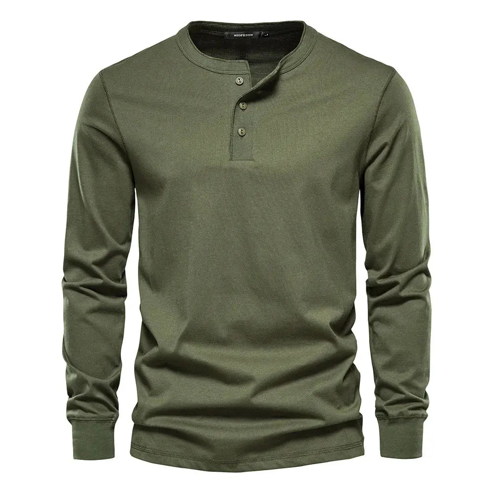 Men’s long sleeve collarless t-shirt Green