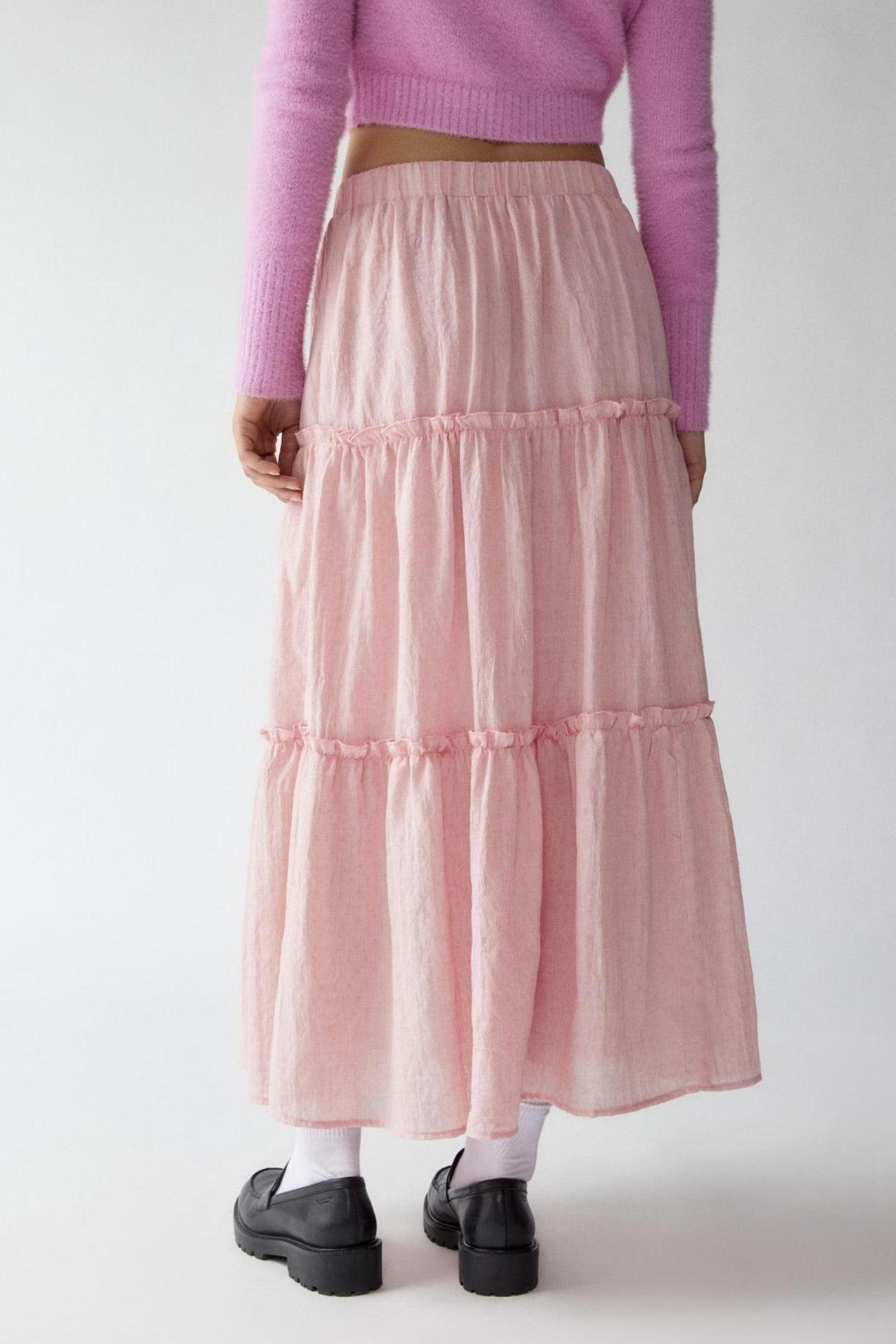 Women's Flowy Maxi Skirt - Lightweight Tiered Cotton-Linen - Summer Breeze