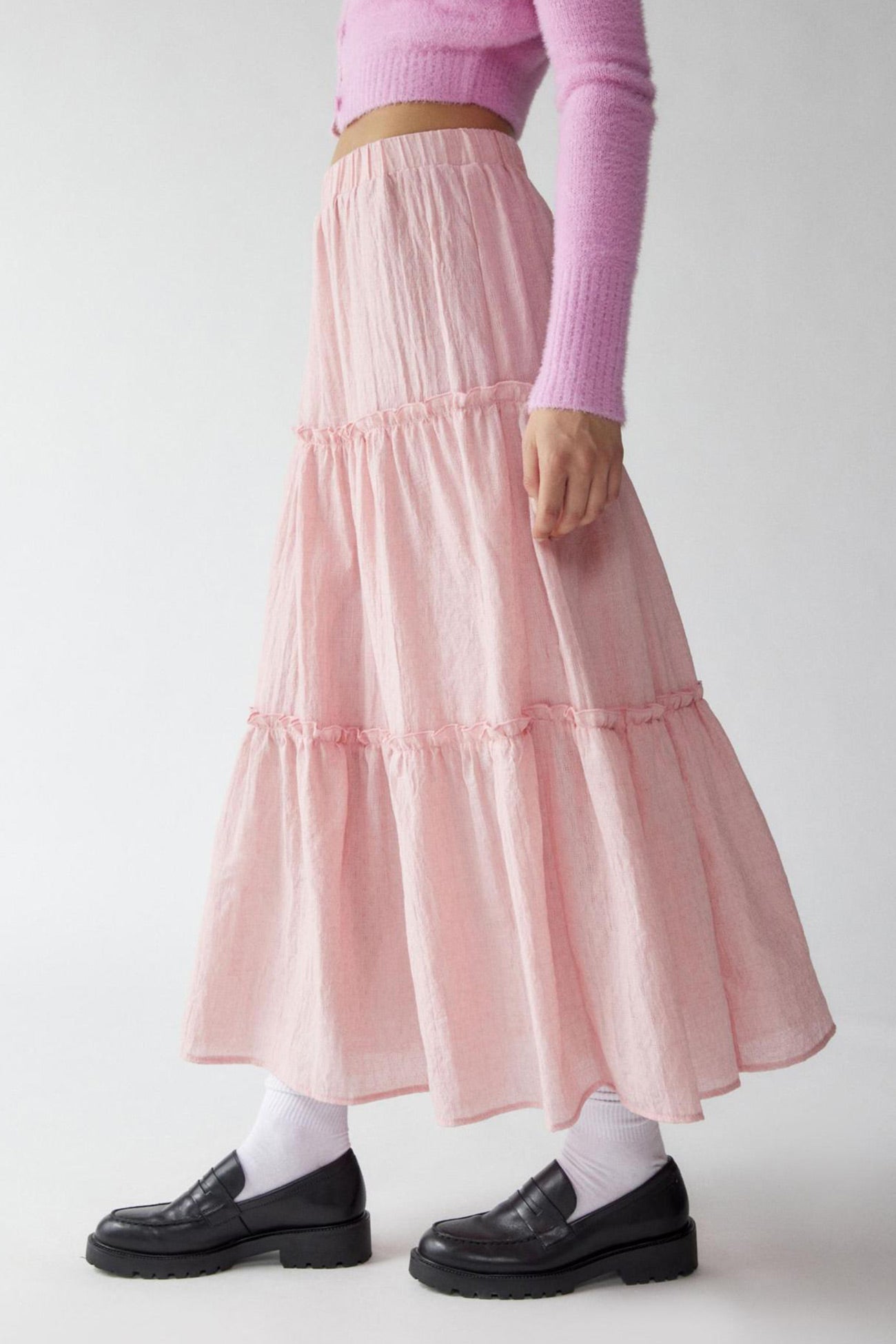 Women's Flowy Maxi Skirt - Lightweight Tiered Cotton-Linen - Summer Breeze