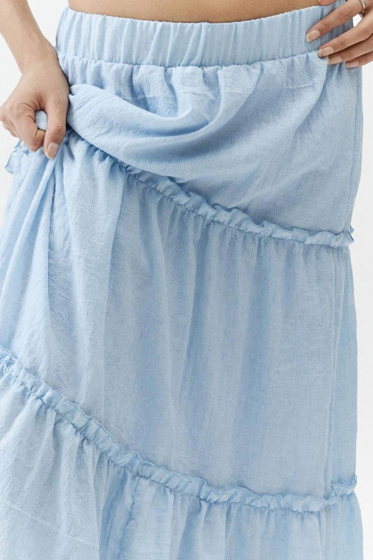 Women's Flowy Maxi Skirt - Lightweight Tiered Cotton-Linen - Summer Breeze