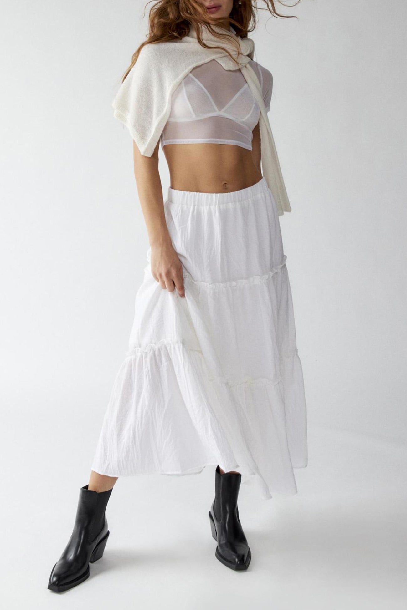 Women's Flowy Maxi Skirt - Lightweight Tiered Cotton-Linen - Summer Breeze