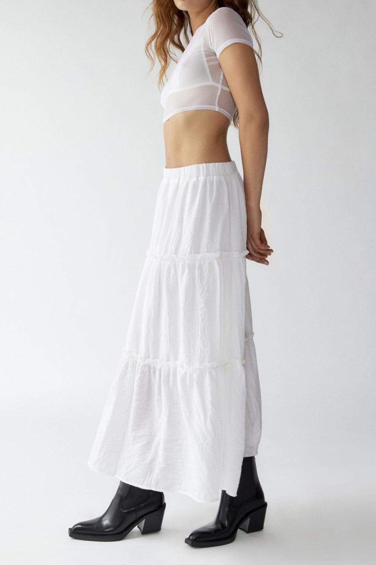 Women's Flowy Maxi Skirt - Lightweight Tiered Cotton-Linen - Summer Breeze