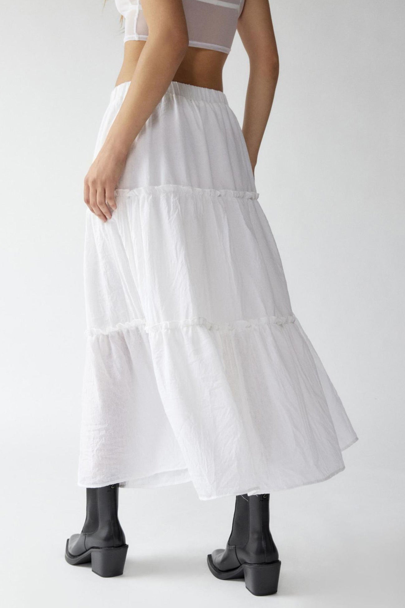 Women's Flowy Maxi Skirt - Lightweight Tiered Cotton-Linen - Summer Breeze