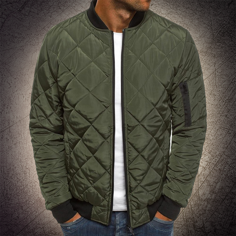 Men's Quilted Bomber Jacket - UrbanFlyer Green