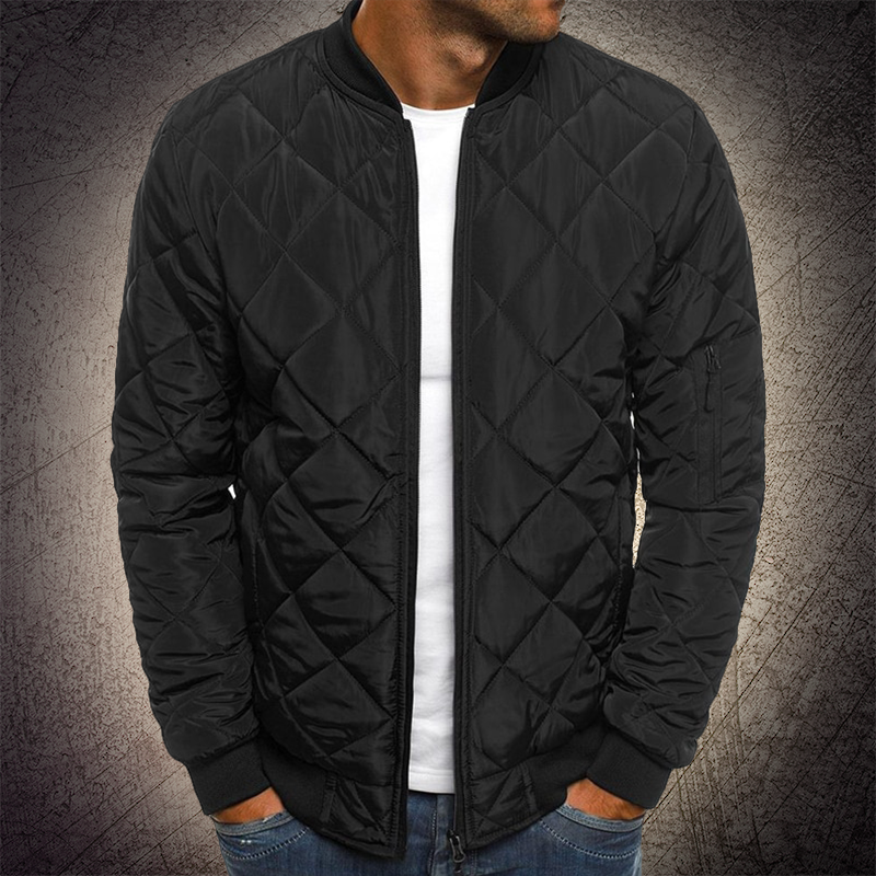 Men's Quilted Bomber Jacket - UrbanFlyer Black