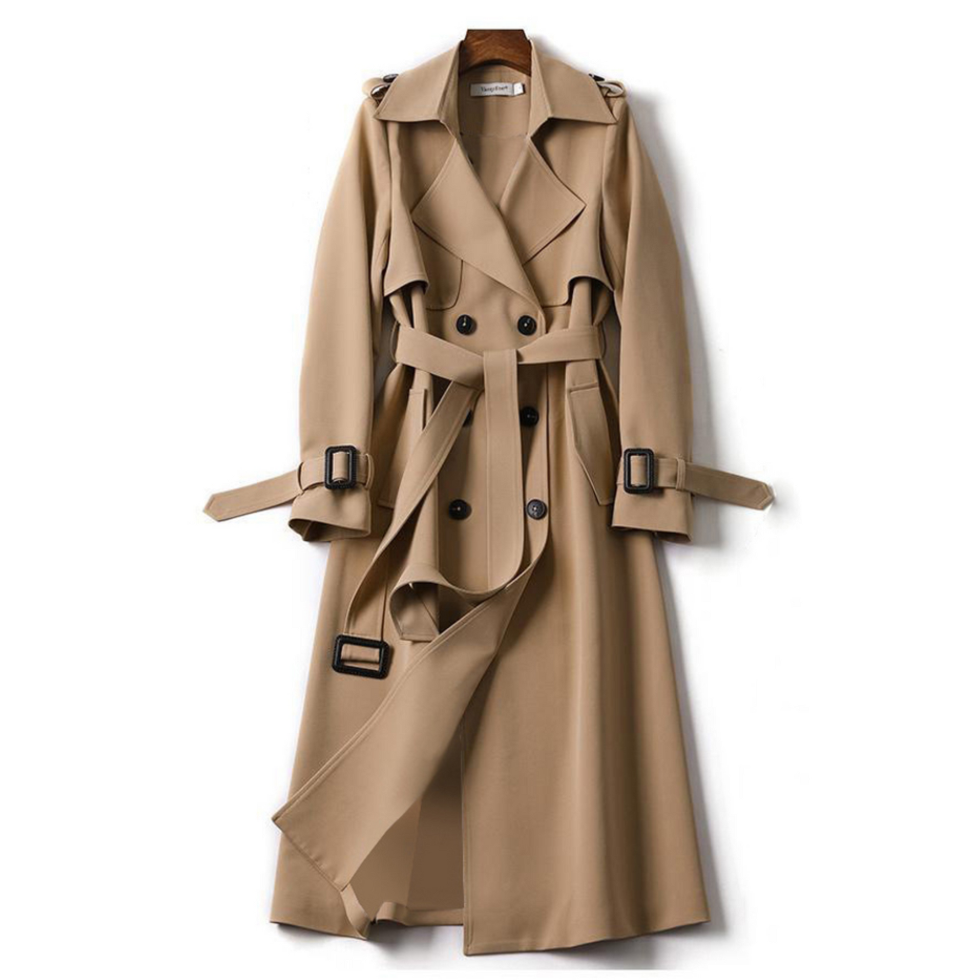 Women's Water-Resistant Double-Breasted Trench Coat - CityStyle Brown