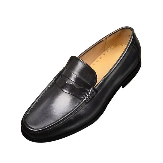 Men’s Loafers – Slip-On Penny Strap – Vegan Leather – Formal Streamlined Fit Black