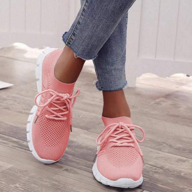 Women's Knit Sneakers Cushioned Sole Low-Cut - UrbanStride Pink