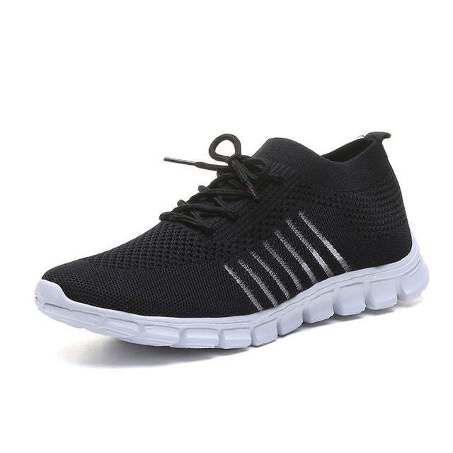 Women's Knit Sneakers Cushioned Sole Low-Cut - UrbanStride Black