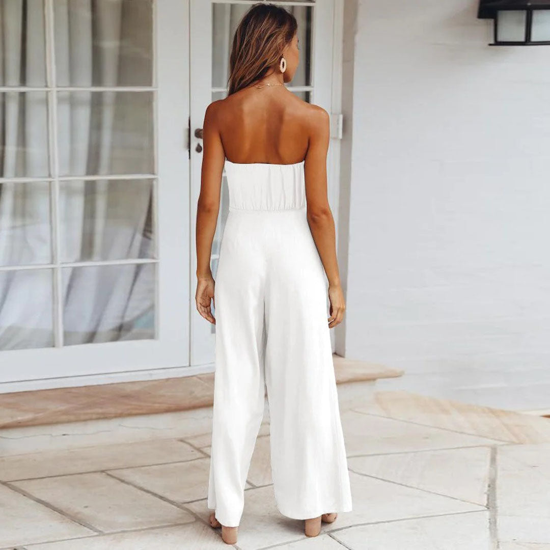 Strapless Casual Jumpsuit for Women Elastic Waist - SunVogue