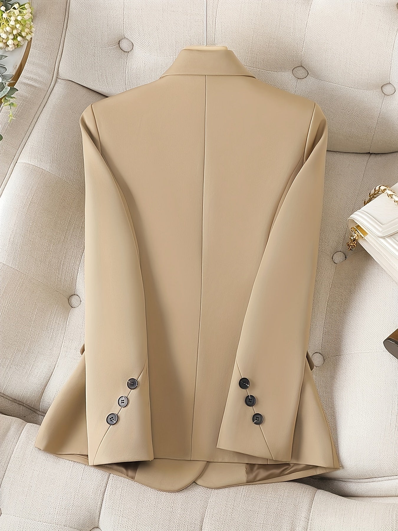 Tailored Single-Button Blazer for Women - Classique Chic Khaki