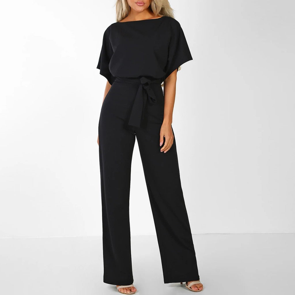 Women's Chic Knit Jumpsuit - Versatile Comfort Jumpsuit - StyleEase Black