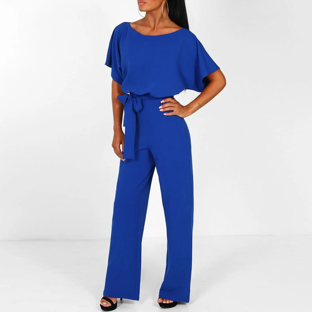 Women's Chic Knit Jumpsuit - Versatile Comfort Jumpsuit - StyleEase Blue