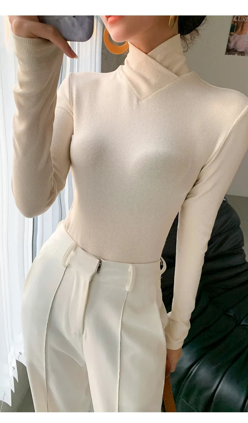Women's Ribbed Turtleneck Top - Elodie