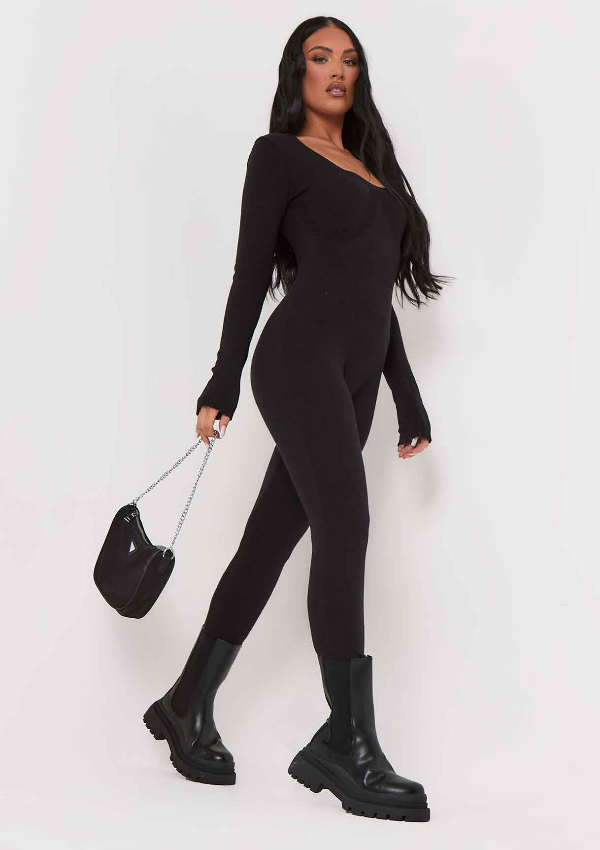 Women's Elegant Long Sleeve Jumpsuit - StyleFlex Black
