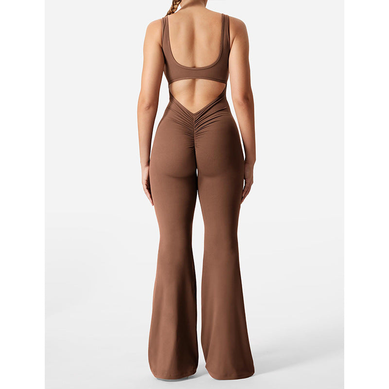 Women's Sculpting Open Back Jumpsuit - BodyCurve Brown