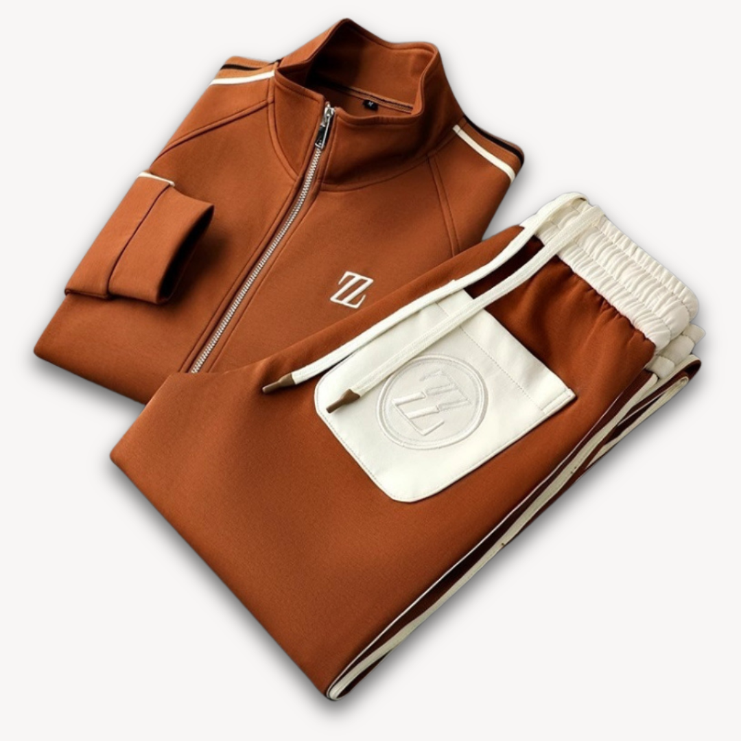 Men’s Tracksuit Set – Slim Fit – Side Stripe – Zip Jacket & Drawstring Joggers