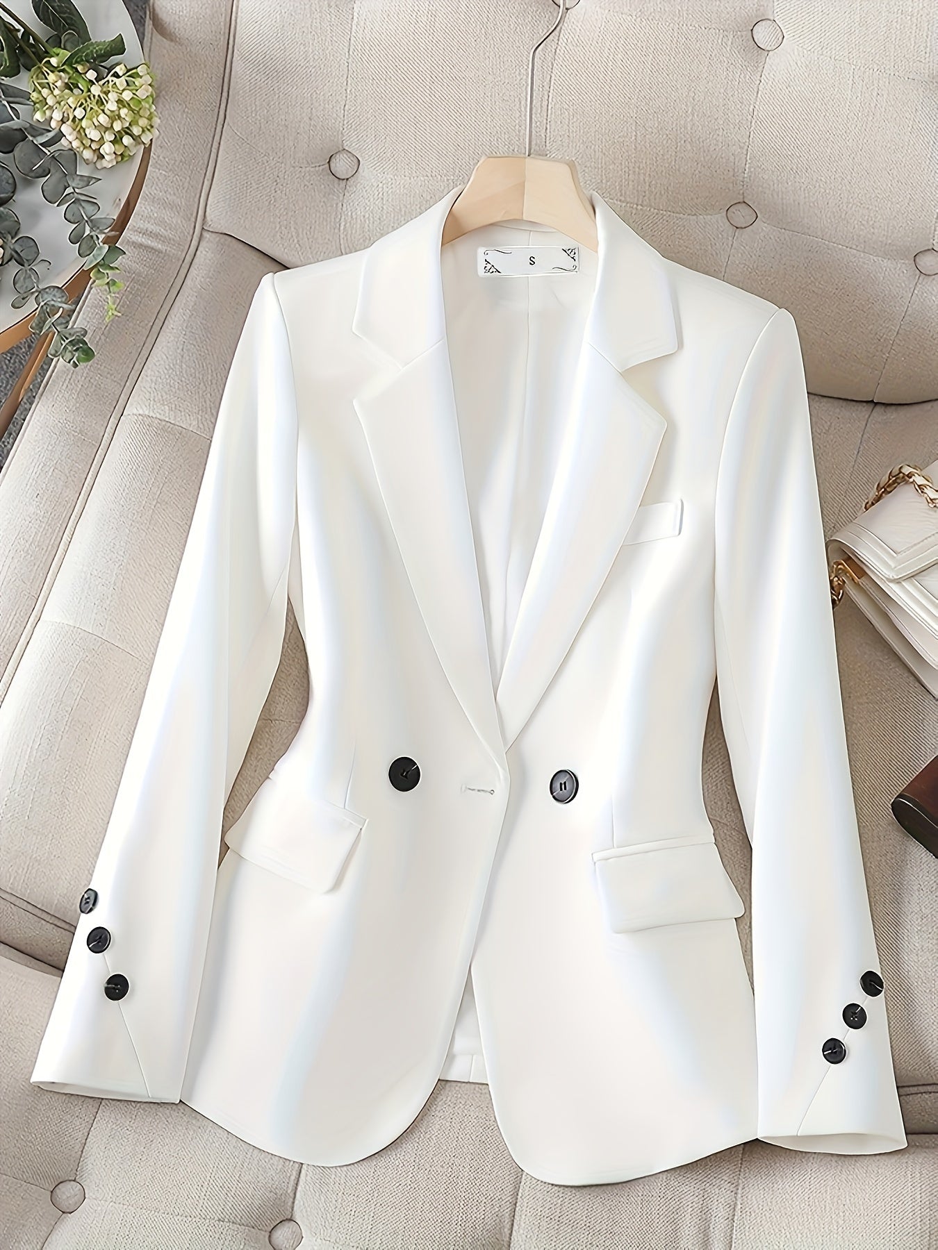 Tailored Single-Button Blazer for Women - Classique Chic White
