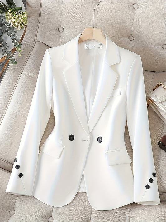 Tailored Single-Button Blazer for Women - Classique Chic White