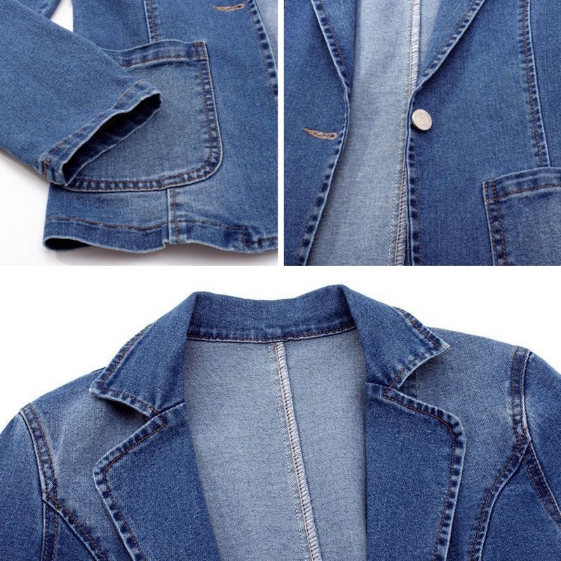 Women's Tailored Denim Blazer Chic Sophistication - DenimEdge