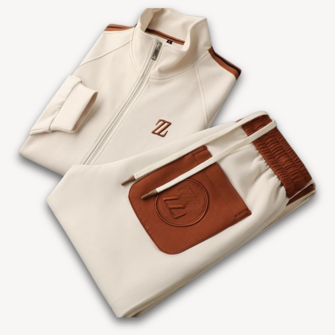 Men’s Tracksuit Set – Slim Fit – Side Stripe – Zip Jacket & Drawstring Joggers