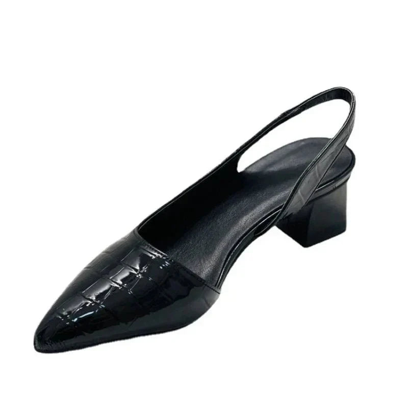 Women's Croc-Embossed Slingback Heels - Sophisticated Pointed-Toe - UrbanStride