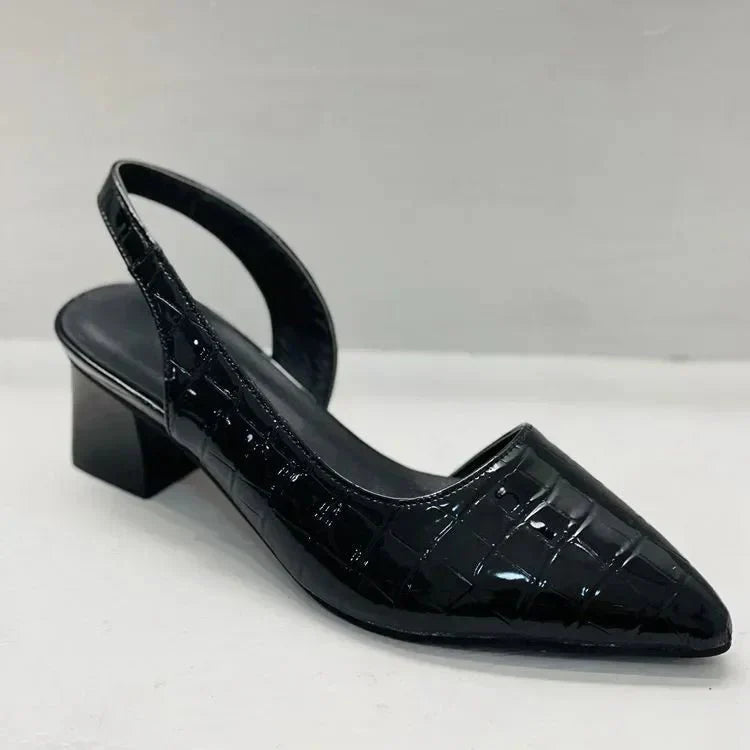 Women's Croc-Embossed Slingback Heels - Sophisticated Pointed-Toe - UrbanStride