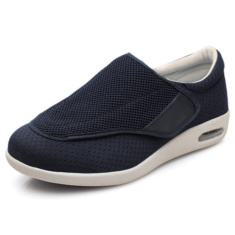 Men’s Comfort Shoes – Wide Fit – Soft Knit – Cushioned Sole – Adjustable Strap Blue