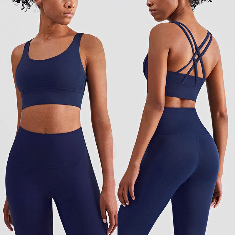 Women's Activewear 2-Piece Set - High Waist, Breathable - PowerFlex Navy Blue