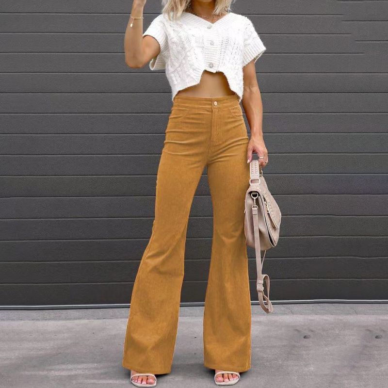 Women's High-Waisted Flared Pants Soft Vintage Style - RetroFlare Sandy taupe