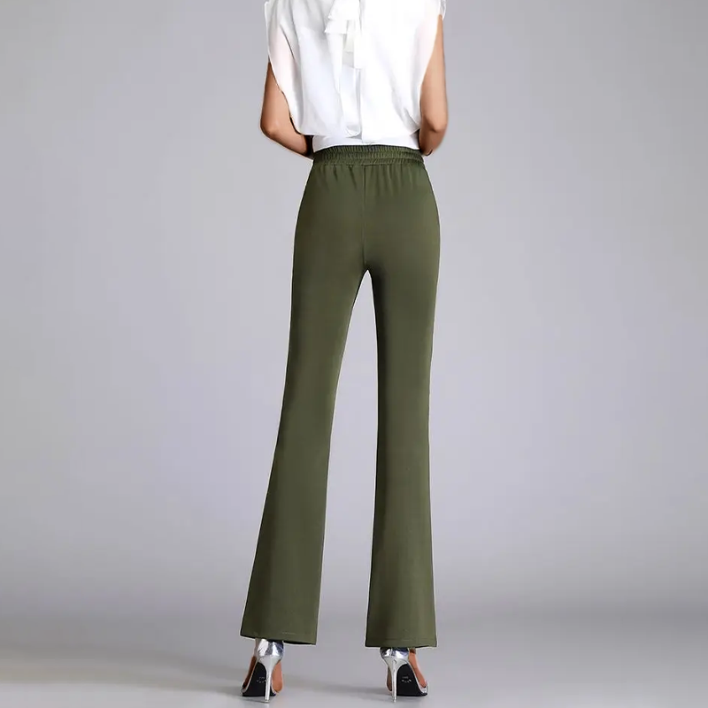Women's High-Waisted Flared Pants Belted Elegant Design - CityChic