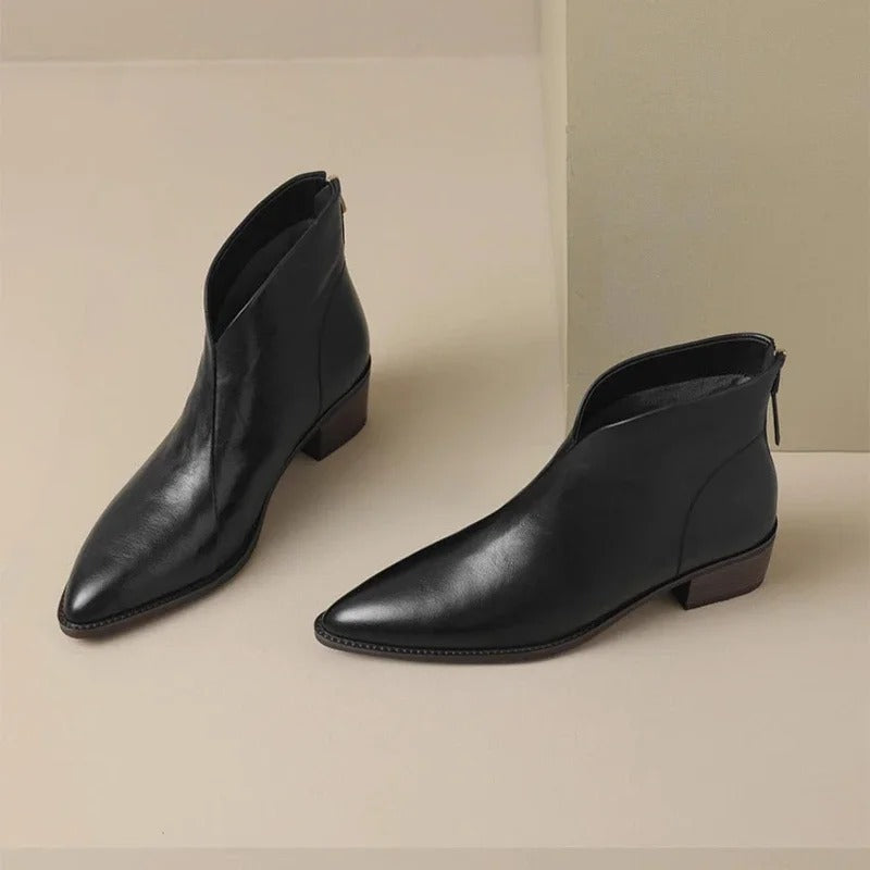 Women's Genuine Leather Ankle Boots Elegant Pointed Toe - UrbanStride