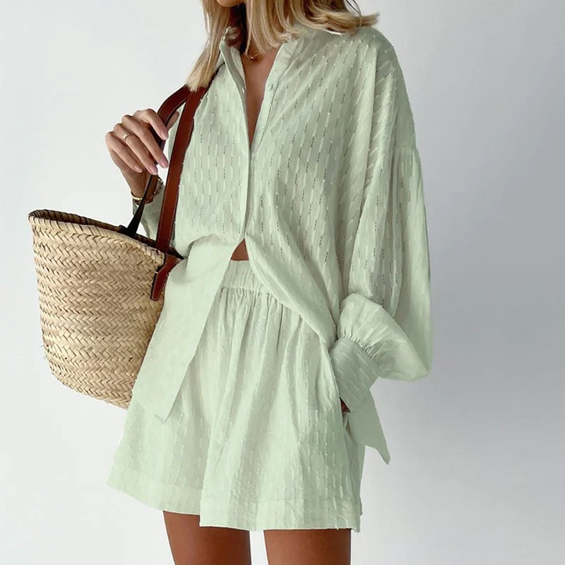 Women's Comfy 2-Piece Set - Effortless Chic, LoungeLux Light green