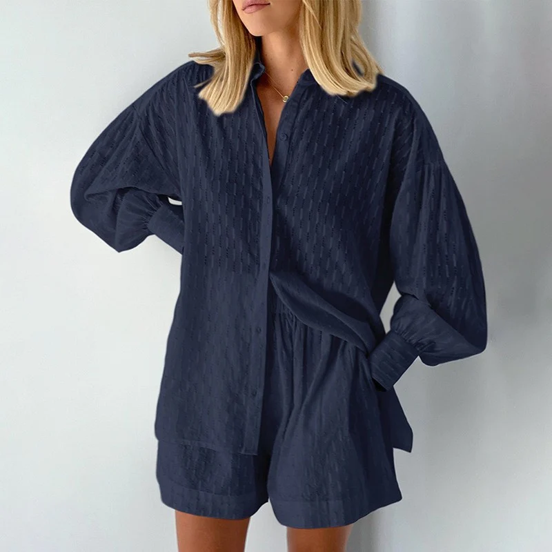 Women's Comfy 2-Piece Set - Effortless Chic, LoungeLux Blue