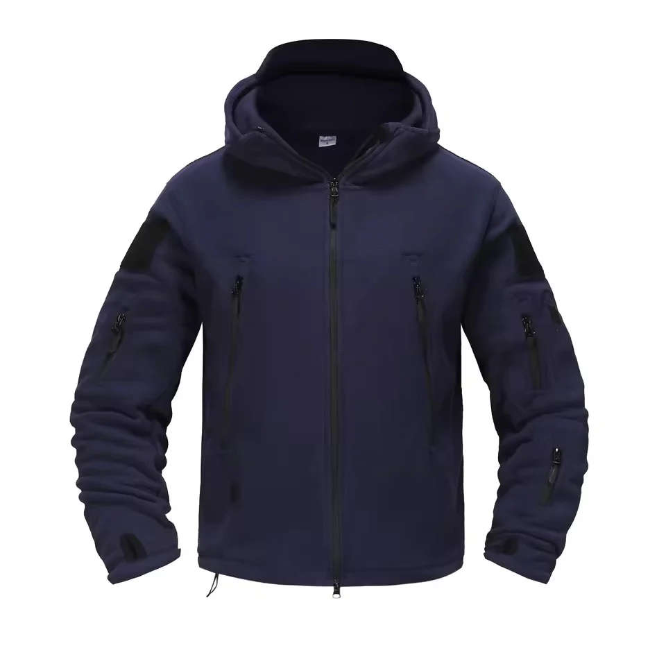 Men’s Fleece Jacket – Hooded – Regular Fit – Full Zip – Thermal Blue