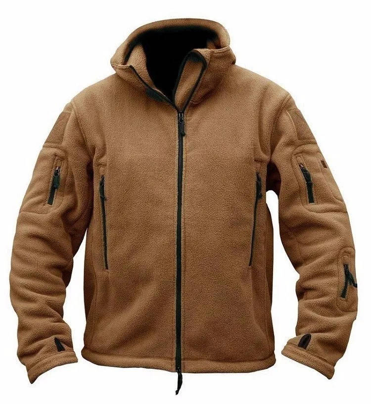 Men’s Fleece Jacket – Hooded – Regular Fit – Full Zip – Thermal Brown