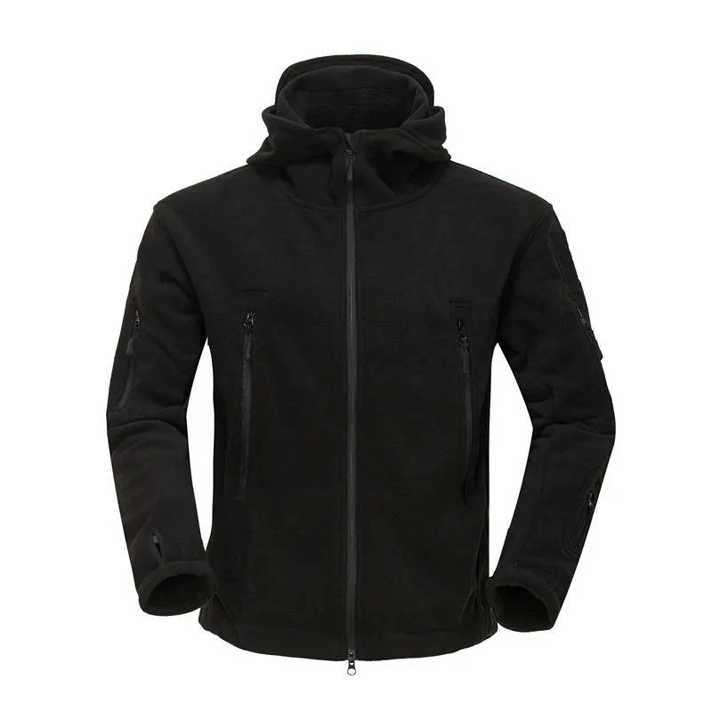 Men’s Fleece Jacket – Hooded – Regular Fit – Full Zip – Thermal Black