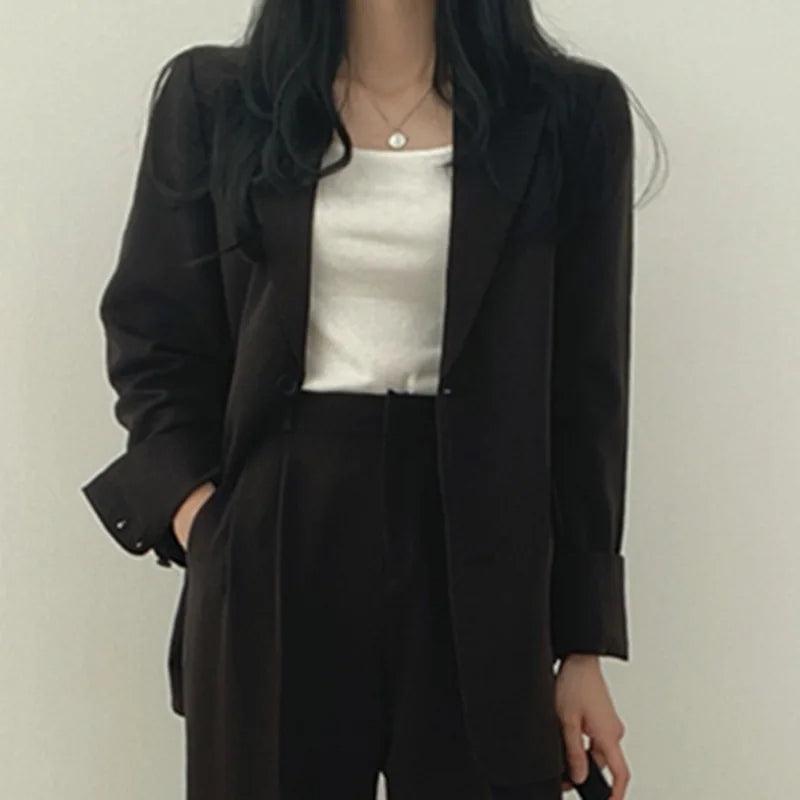Women's Suit Set - Oversized Blazer & Trousers - Tailored Chic - PowerSuit Black