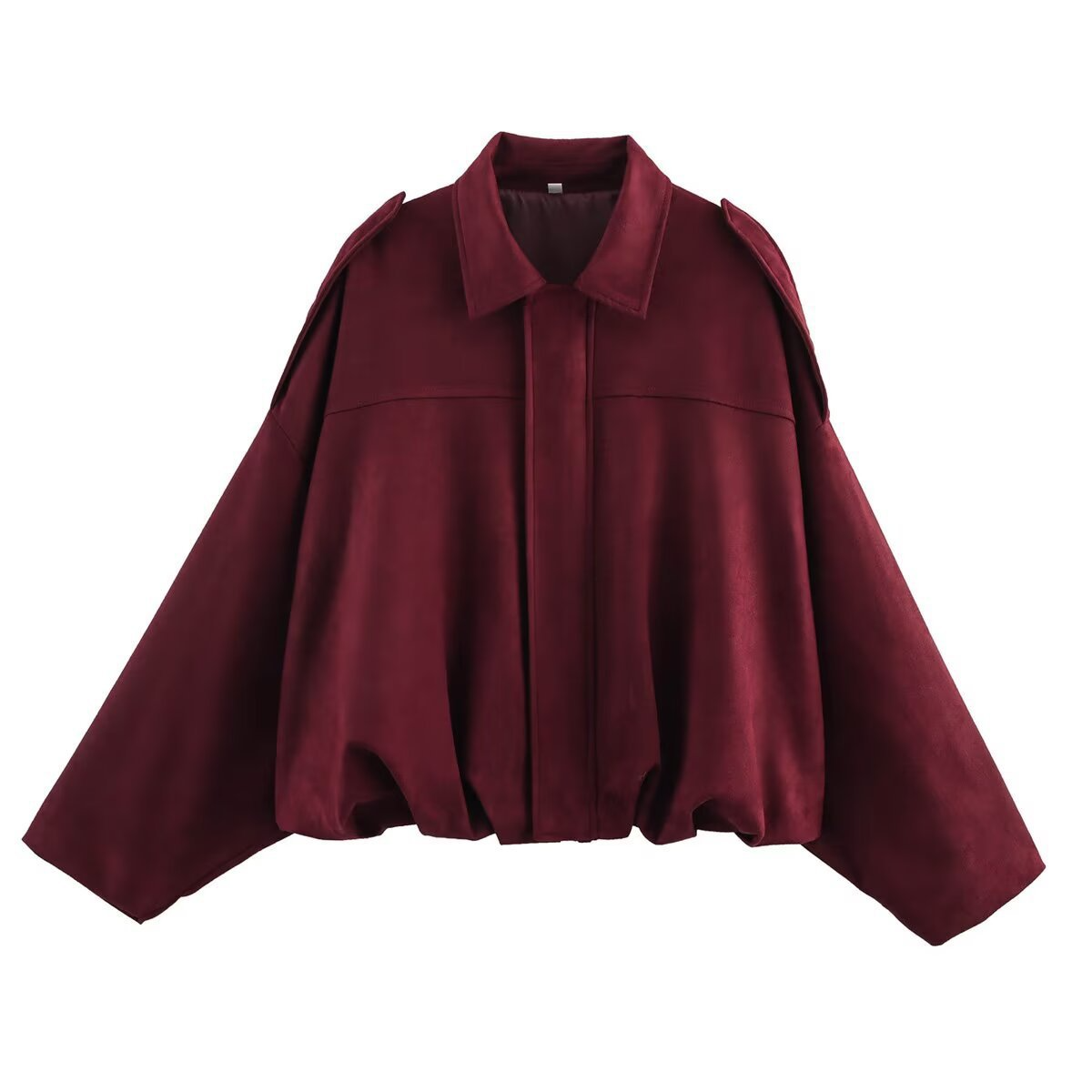 Women's Suede-Look Bomber Jacket Oversized Fit - UrbanEdge Red