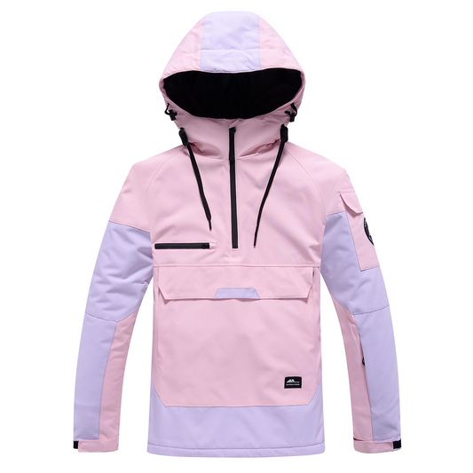 Women's Water-Resistant Pullover Hoodie with Pockets - AquaShield Pink