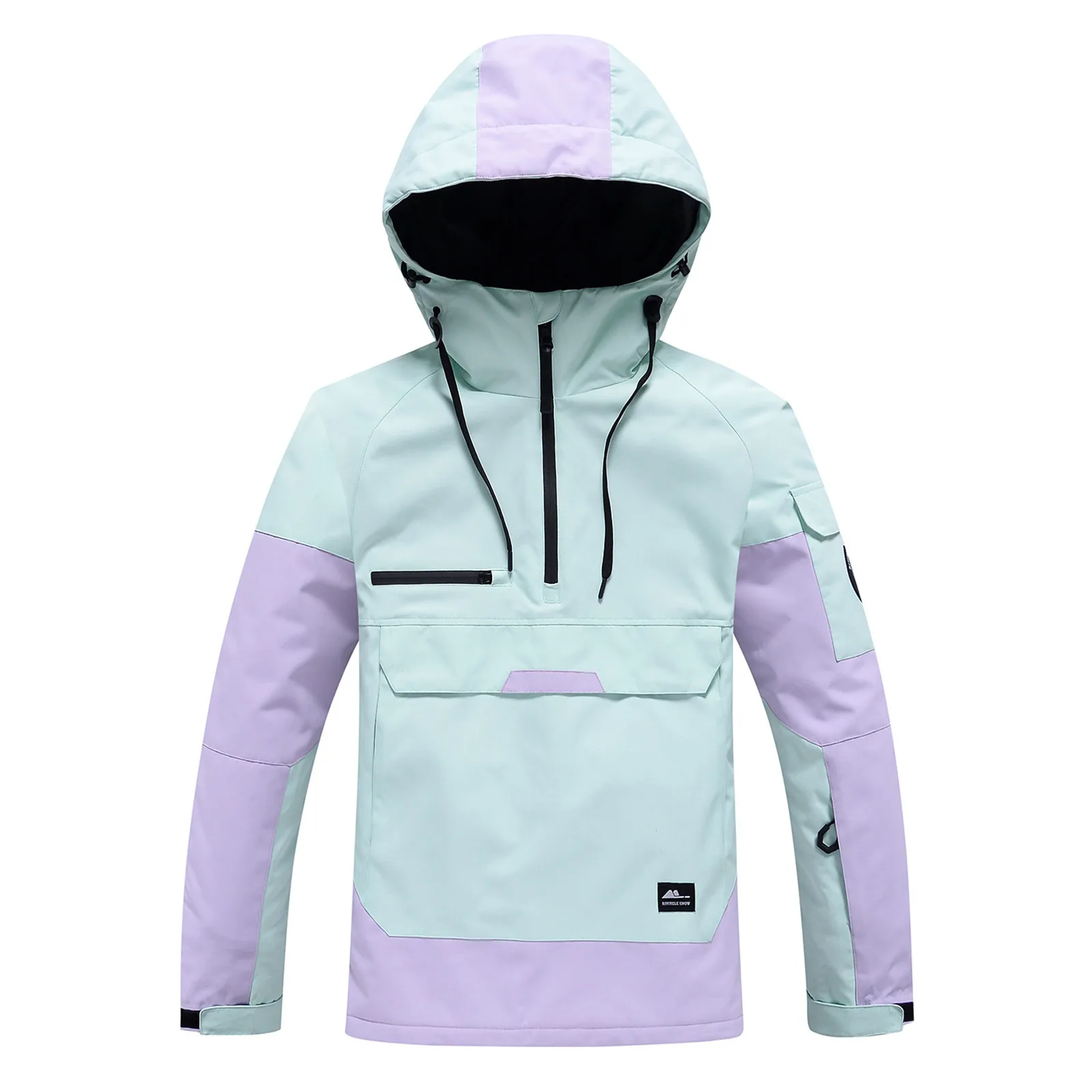Women's Water-Resistant Pullover Hoodie with Pockets - AquaShield Mint Green