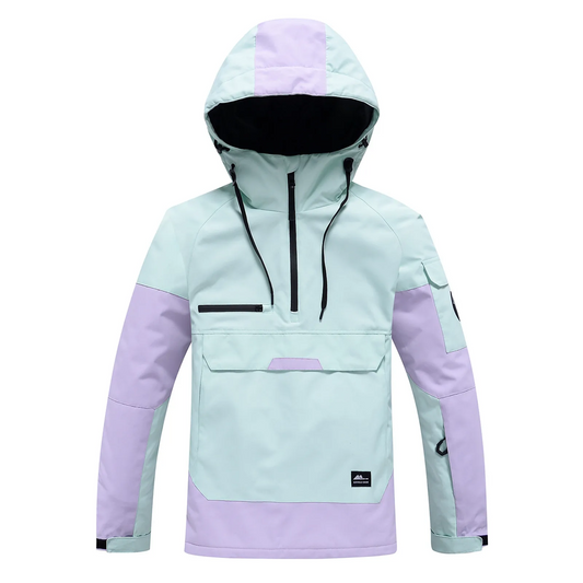Women's Water-Resistant Pullover Hoodie with Pockets - AquaShield Mint Green